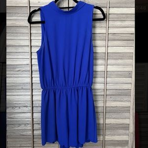 Royal Blue Tie Neck Romper